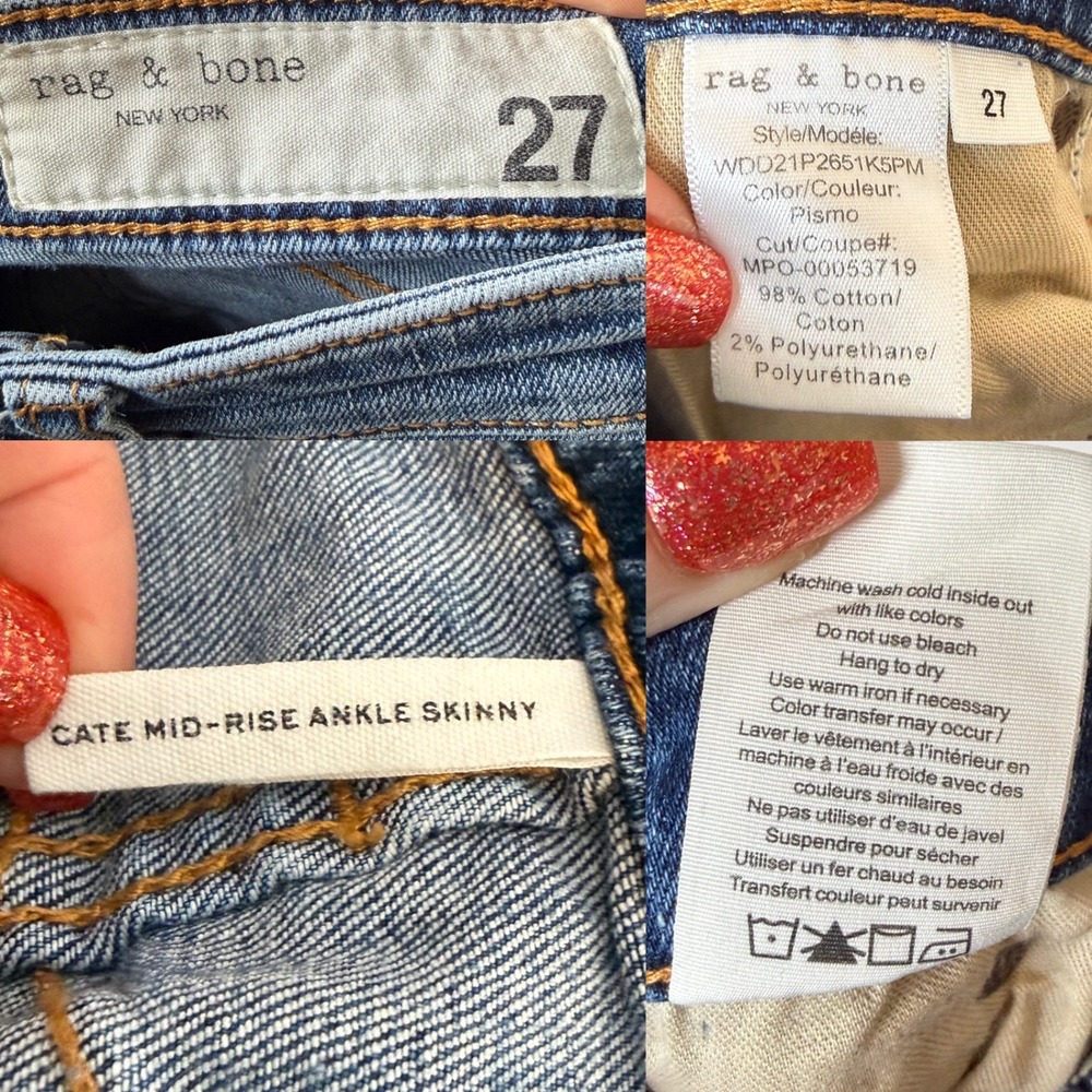 rag & bone Cate Mid-Rise Skinny Ankle Jeans in Pismo size 27 - Picture 6 of 6